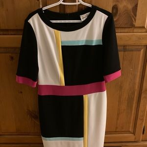 Joseph Ribkoff multi color dress, beautiful for a summer wedding.